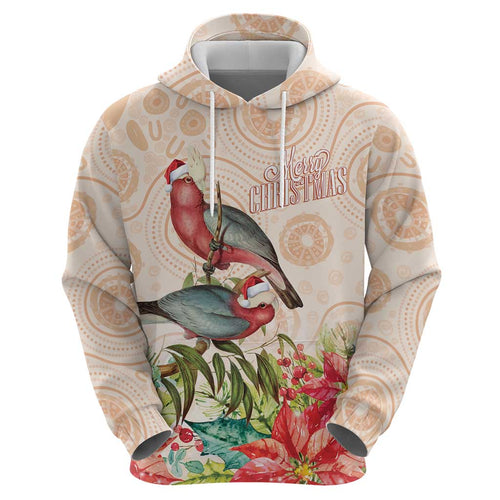 Merry Christmas Aussie Aboriginal Hoodie Rosebreasted Cockatoo Pastel - Aussie Hoodie