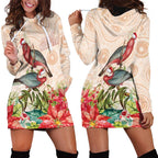 Merry Christmas Aussie Aboriginal Hoodie Dress Rosebreasted Cockatoo Pastel - Aussie Hoodie