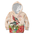 Merry Christmas Aussie Aboriginal Kid Hoodie Rosebreasted Cockatoo Pastel - Aussie Hoodie