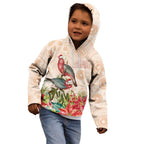 Merry Christmas Aussie Aboriginal Kid Hoodie Rosebreasted Cockatoo Pastel - Aussie Hoodie