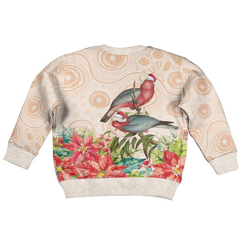 Merry Christmas Aussie Aboriginal Kid Ugly Christmas Sweater Rosebreasted Cockatoo Pastel - Aussie Hoodie