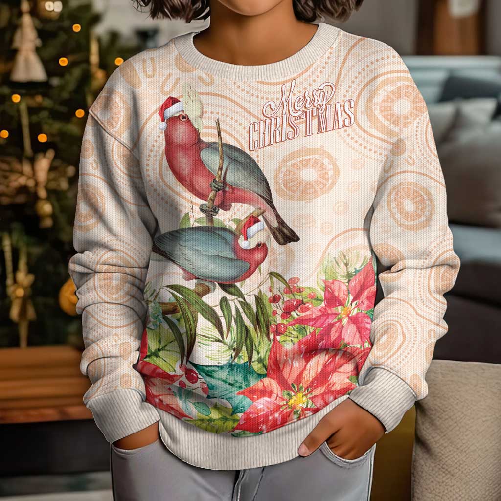 Merry Christmas Aussie Aboriginal Kid Ugly Christmas Sweater Rosebreasted Cockatoo Pastel - Aussie Hoodie