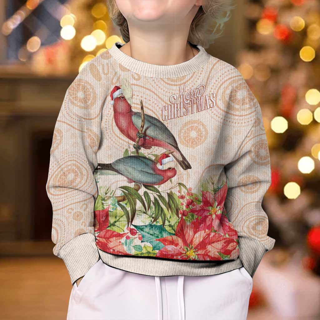 Merry Christmas Aussie Aboriginal Kid Ugly Christmas Sweater Rosebreasted Cockatoo Pastel - Aussie Hoodie