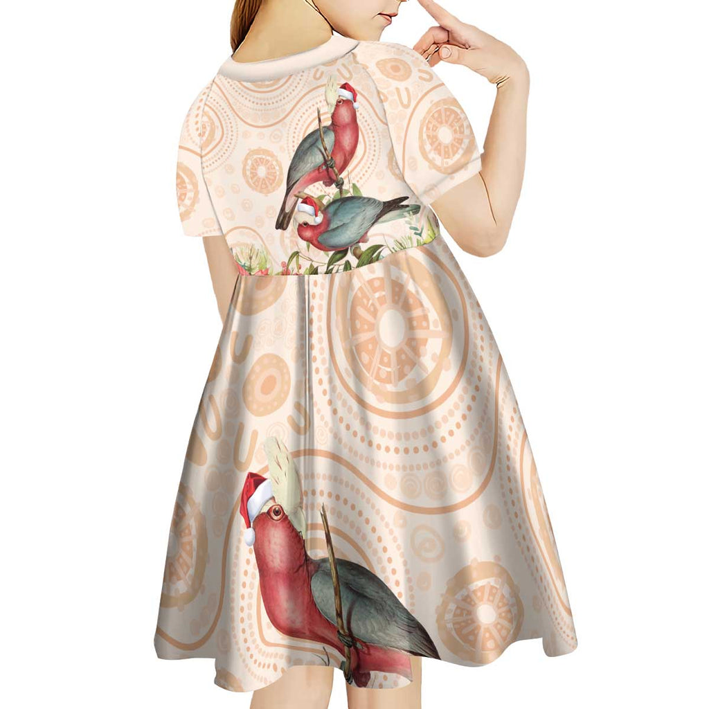 Merry Christmas Aussie Aboriginal Kid Short Sleeve Dress Rosebreasted Cockatoo Pastel - Aussie Hoodie
