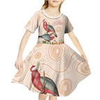 Merry Christmas Aussie Aboriginal Kid Short Sleeve Dress Rosebreasted Cockatoo Pastel - Aussie Hoodie