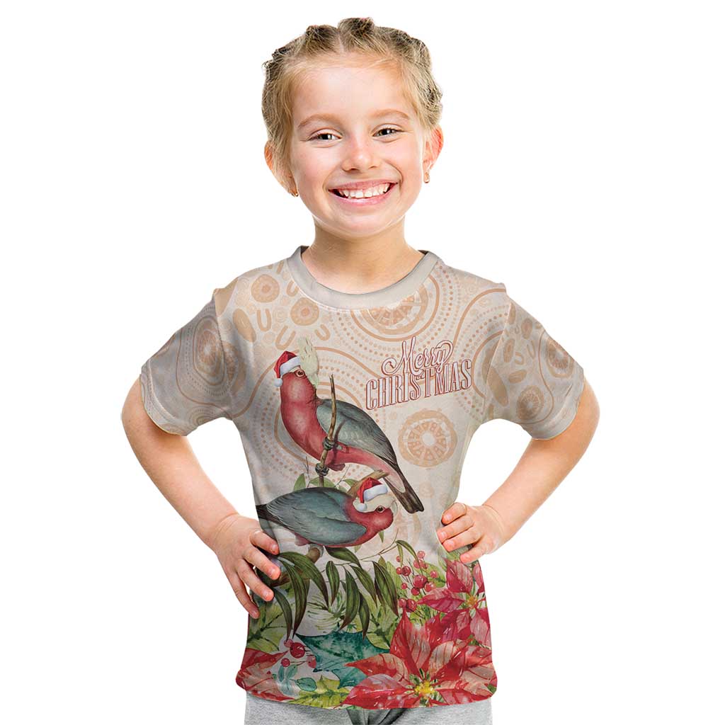 Merry Christmas Aussie Aboriginal Kid T Shirt Rosebreasted Cockatoo Pastel - Aussie Hoodie