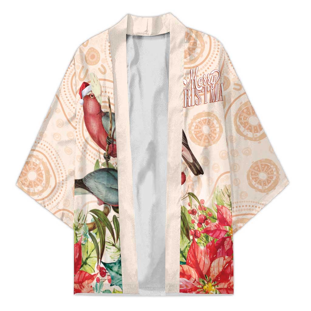 Merry Christmas Aussie Aboriginal Kimono Rosebreasted Cockatoo Pastel - Aussie Hoodie