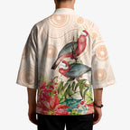 Merry Christmas Aussie Aboriginal Kimono Rosebreasted Cockatoo Pastel - Aussie Hoodie