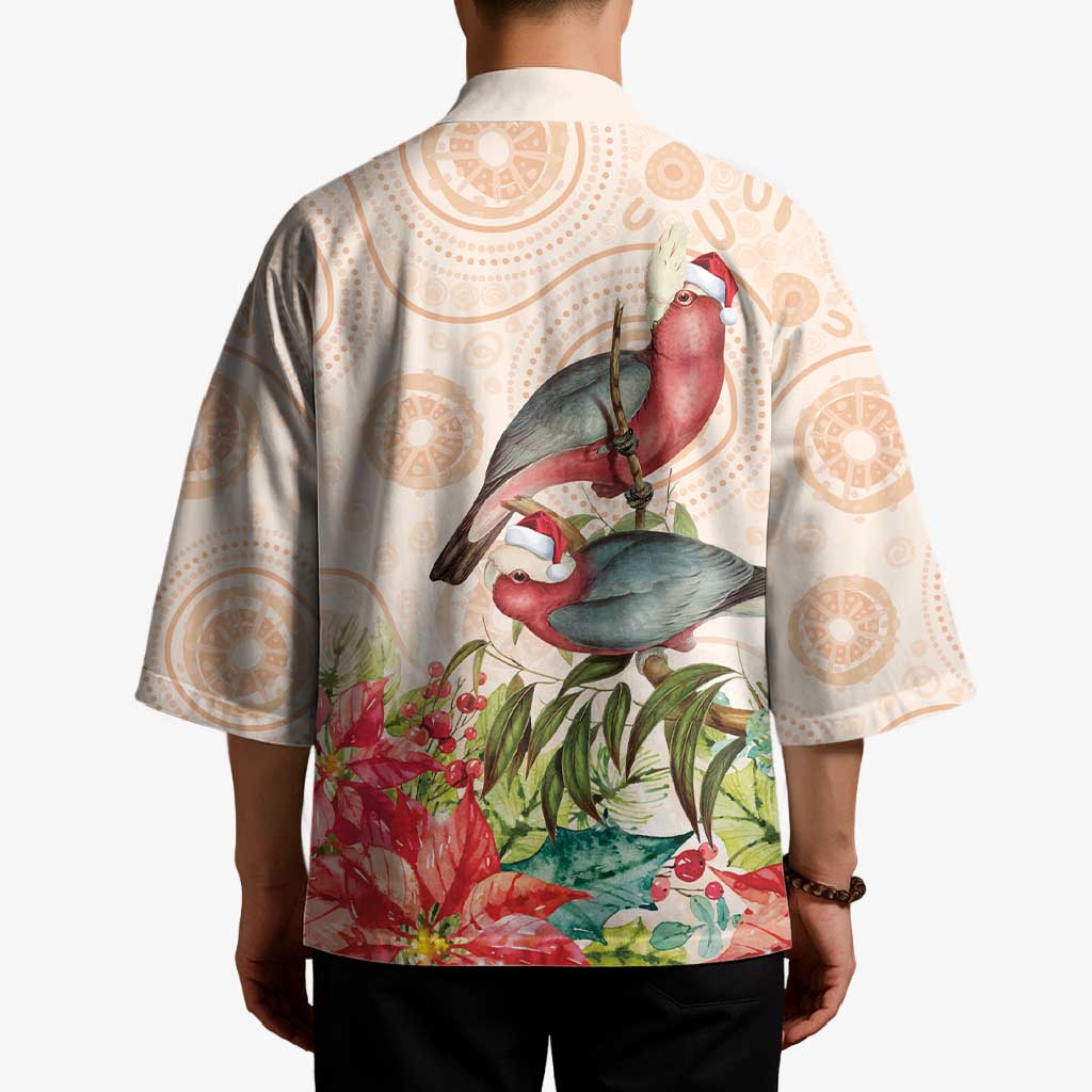 Merry Christmas Aussie Aboriginal Kimono Rosebreasted Cockatoo Pastel - Aussie Hoodie