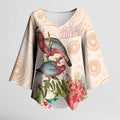 Merry Christmas Aussie Aboriginal Kimono Sleeve Blouse Rosebreasted Cockatoo Pastel - Aussie Hoodie