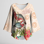 Merry Christmas Aussie Aboriginal Kimono Sleeve Blouse Rosebreasted Cockatoo Pastel - Aussie Hoodie