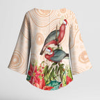 Merry Christmas Aussie Aboriginal Kimono Sleeve Blouse Rosebreasted Cockatoo Pastel - Aussie Hoodie