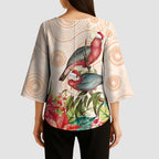 Merry Christmas Aussie Aboriginal Kimono Sleeve Blouse Rosebreasted Cockatoo Pastel - Aussie Hoodie