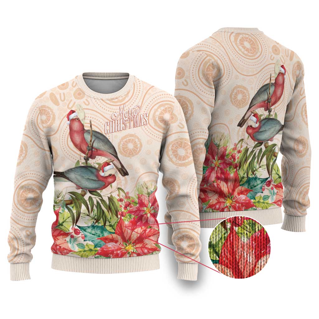 Merry Christmas Aussie Aboriginal Ugly Christmas Sweater Rosebreasted Cockatoo Pastel - Aussie Hoodie