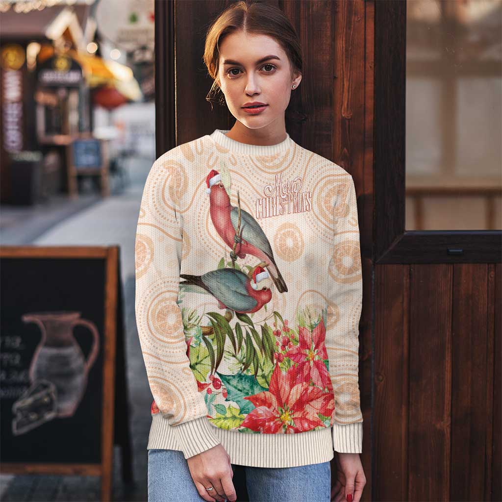 Merry Christmas Aussie Aboriginal Ugly Christmas Sweater Rosebreasted Cockatoo Pastel - Aussie Hoodie