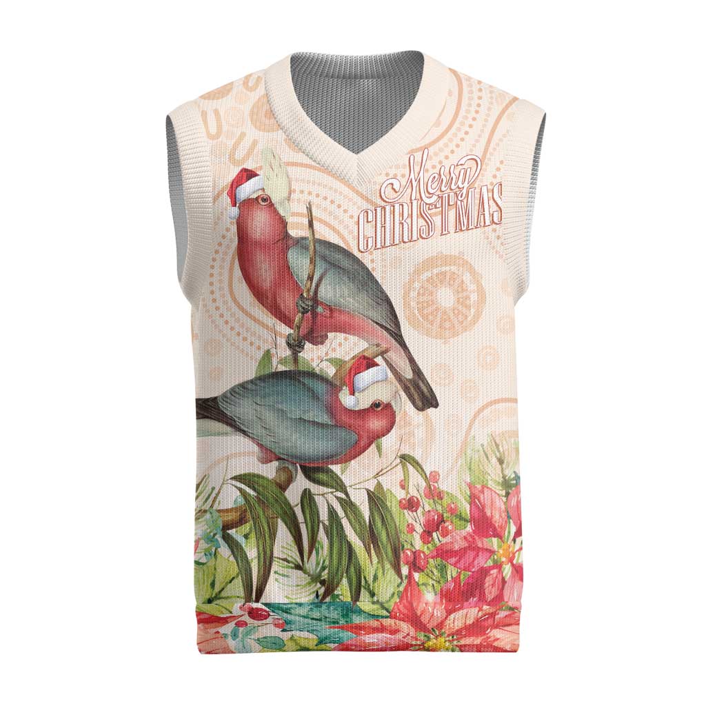 Merry Christmas Aussie Aboriginal Christmas Knitted V-Neck Vest Rosebreasted Cockatoo Pastel - Aussie Hoodie