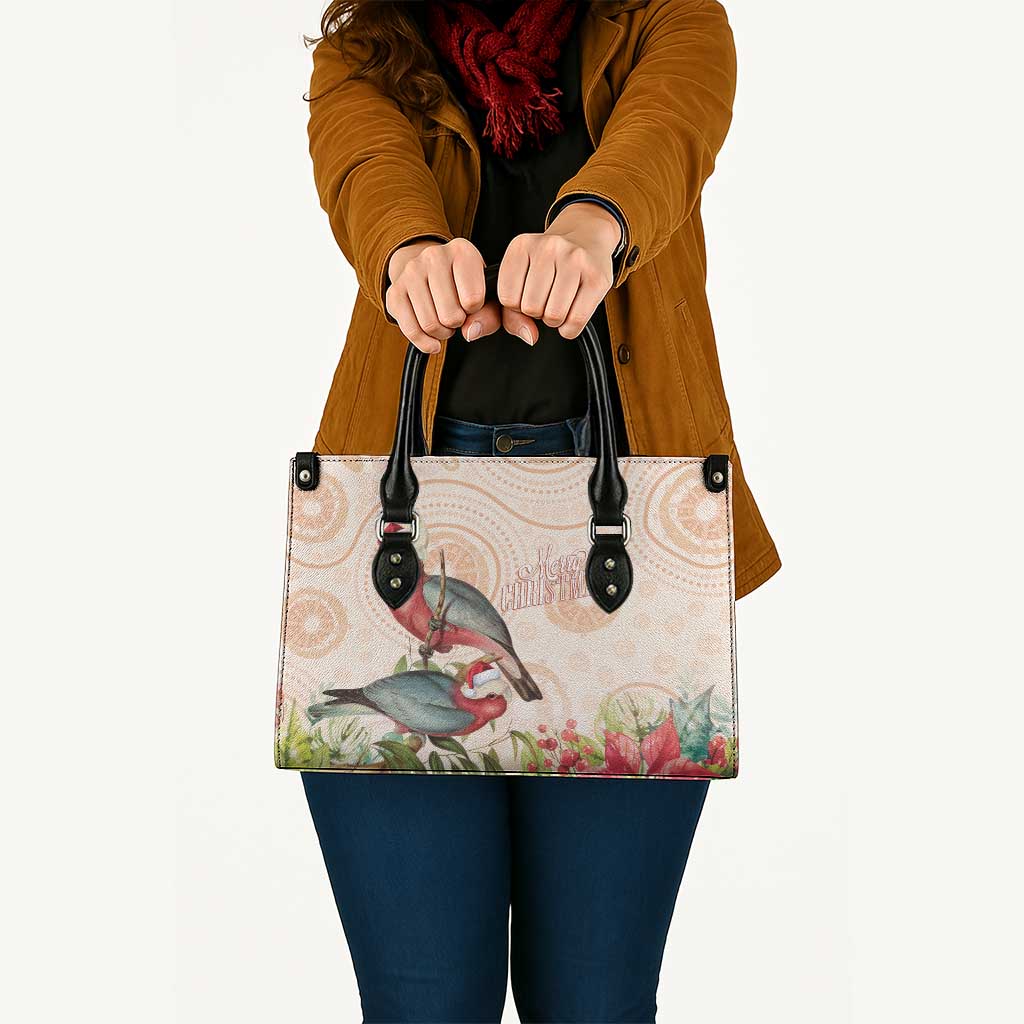 Merry Christmas Aussie Aboriginal Leather Bag Rosebreasted Cockatoo Pastel - Aussie Hoodie