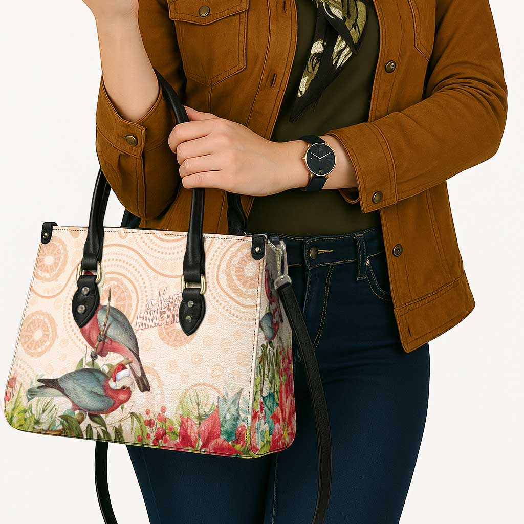 Merry Christmas Aussie Aboriginal Leather Bag Rosebreasted Cockatoo Pastel - Aussie Hoodie