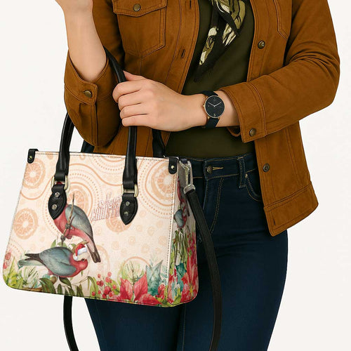 Merry Christmas Aussie Aboriginal Leather Bag Rosebreasted Cockatoo Pastel - Aussie Hoodie