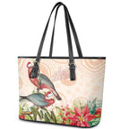 Merry Christmas Aussie Aboriginal Leather Tote Bag Rosebreasted Cockatoo Pastel - Aussie Hoodie