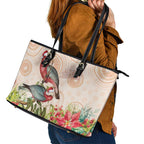 Merry Christmas Aussie Aboriginal Leather Tote Bag Rosebreasted Cockatoo Pastel - Aussie Hoodie