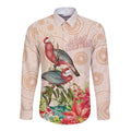 Merry Christmas Aussie Aboriginal Long Sleeve Button Shirt Rosebreasted Cockatoo Pastel - Aussie Hoodie