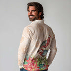 Merry Christmas Aussie Aboriginal Long Sleeve Polo Shirt Rosebreasted Cockatoo Pastel - Aussie Hoodie