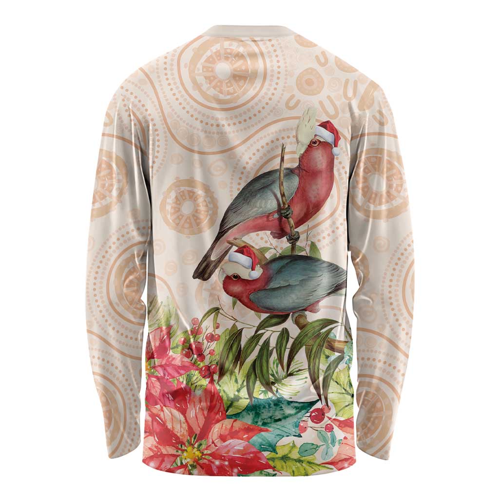 Merry Christmas Aussie Aboriginal Long Sleeve Shirt Rosebreasted Cockatoo Pastel - Aussie Hoodie