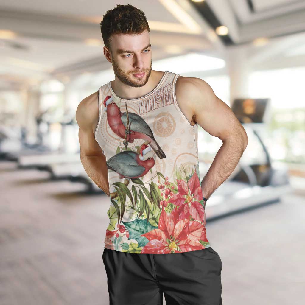 Merry Christmas Aussie Aboriginal Men Tank Top Rosebreasted Cockatoo Pastel - Aussie Hoodie