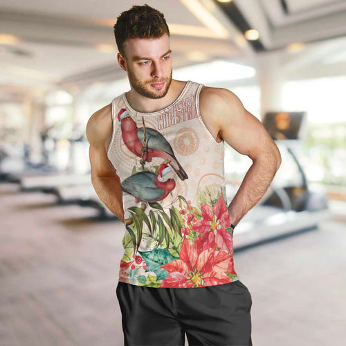 Merry Christmas Aussie Aboriginal Men Tank Top Rosebreasted Cockatoo Pastel - Aussie Hoodie