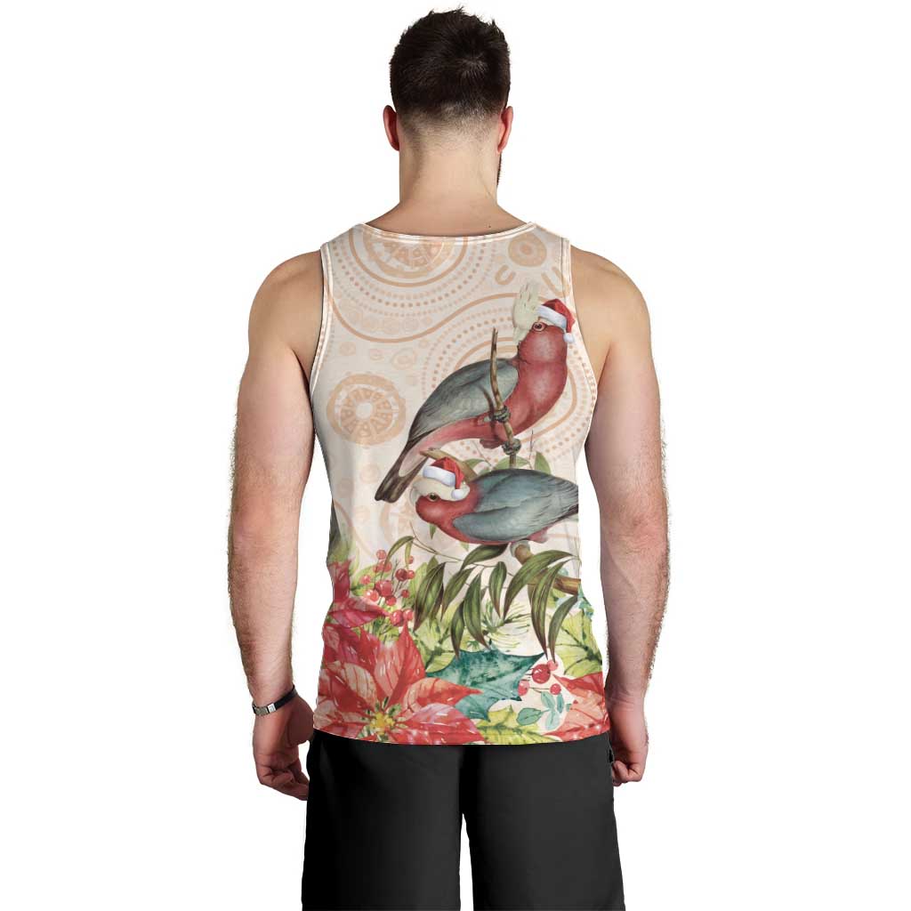 Merry Christmas Aussie Aboriginal Men Tank Top Rosebreasted Cockatoo Pastel - Aussie Hoodie
