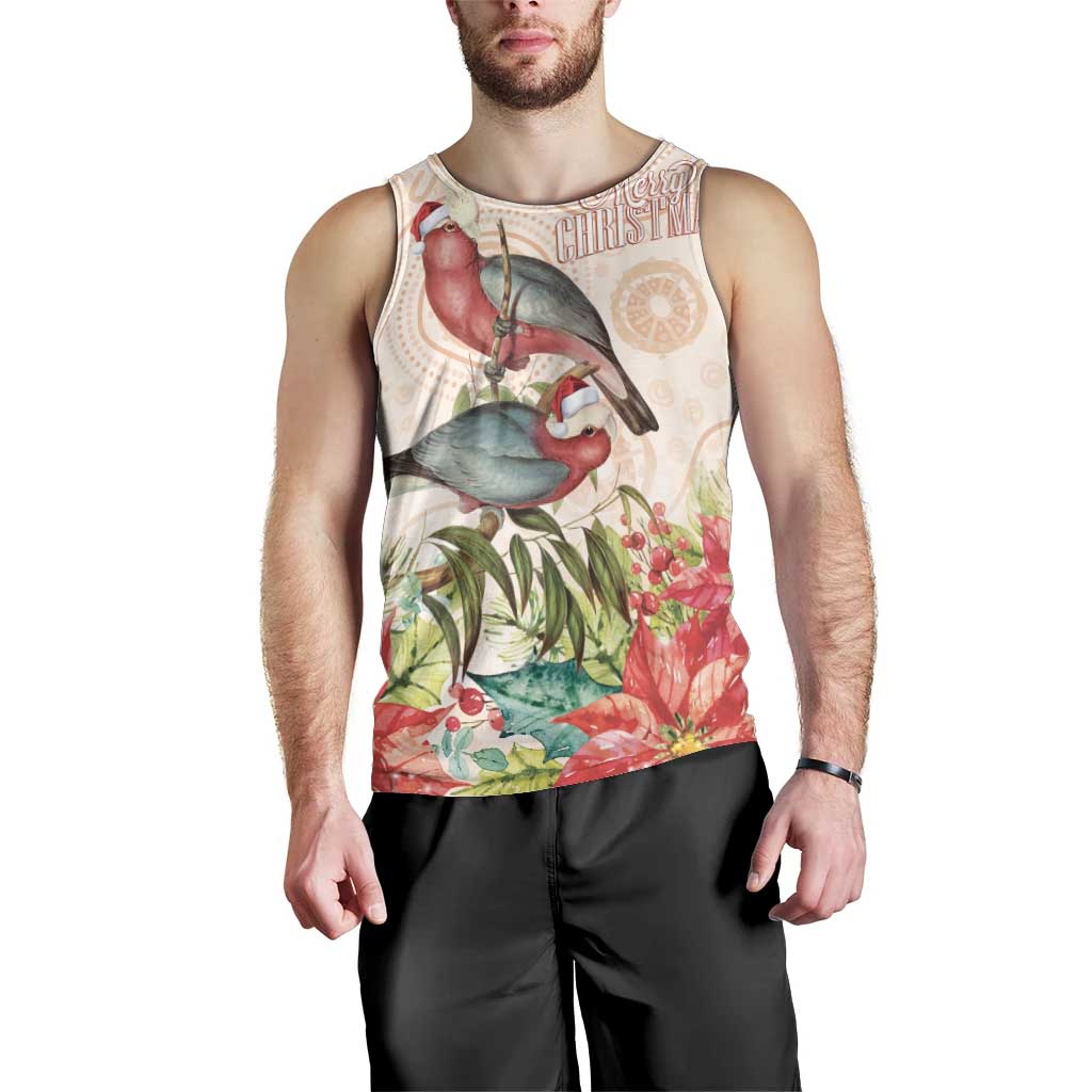Merry Christmas Aussie Aboriginal Men Tank Top Rosebreasted Cockatoo Pastel - Aussie Hoodie