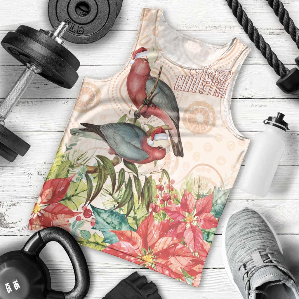 Merry Christmas Aussie Aboriginal Men Tank Top Rosebreasted Cockatoo Pastel - Aussie Hoodie