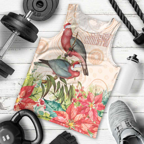 Merry Christmas Aussie Aboriginal Men Tank Top Rosebreasted Cockatoo Pastel - Aussie Hoodie