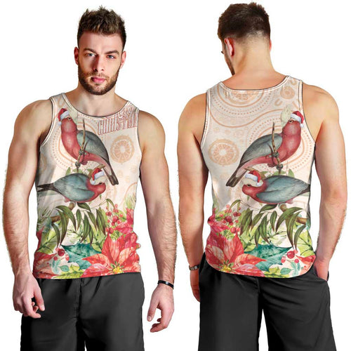 Merry Christmas Aussie Aboriginal Men Tank Top Rosebreasted Cockatoo Pastel - Aussie Hoodie