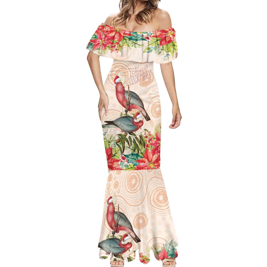 Merry Christmas Aussie Aboriginal Mermaid Dress Rosebreasted Cockatoo Pastel - Aussie Hoodie