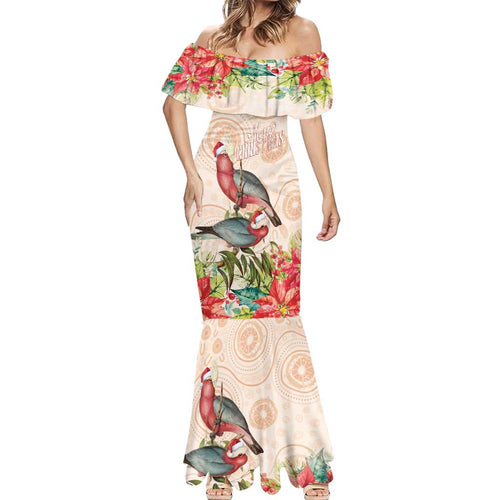Merry Christmas Aussie Aboriginal Mermaid Dress Rosebreasted Cockatoo Pastel - Aussie Hoodie