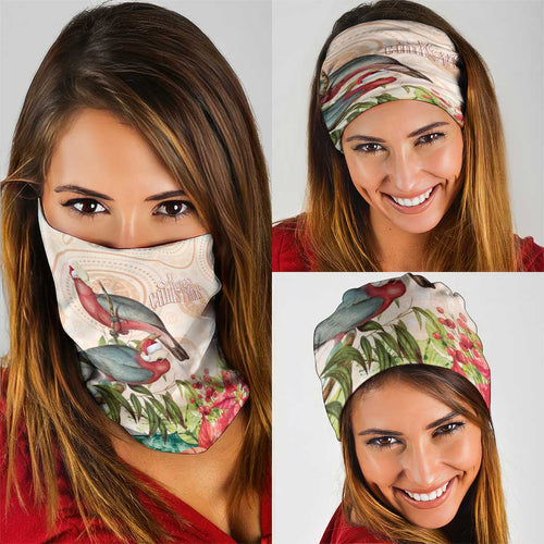 Merry Christmas Aussie Aboriginal Neck Gaiter Rosebreasted Cockatoo Pastel - Aussie Hoodie
