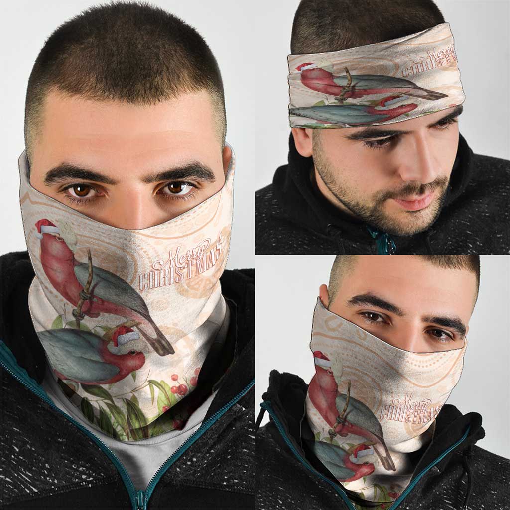 Merry Christmas Aussie Aboriginal Neck Gaiter Rosebreasted Cockatoo Pastel - Aussie Hoodie