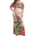 Merry Christmas Aussie Aboriginal Off Shoulder Maxi Dress Rosebreasted Cockatoo Pastel - Aussie Hoodie