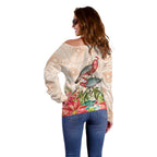 Merry Christmas Aussie Aboriginal Off Shoulder Sweater Rosebreasted Cockatoo Pastel - Aussie Hoodie