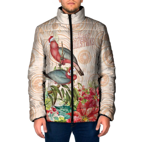 Merry Christmas Aussie Aboriginal Padded Jacket Rosebreasted Cockatoo Pastel - Aussie Hoodie
