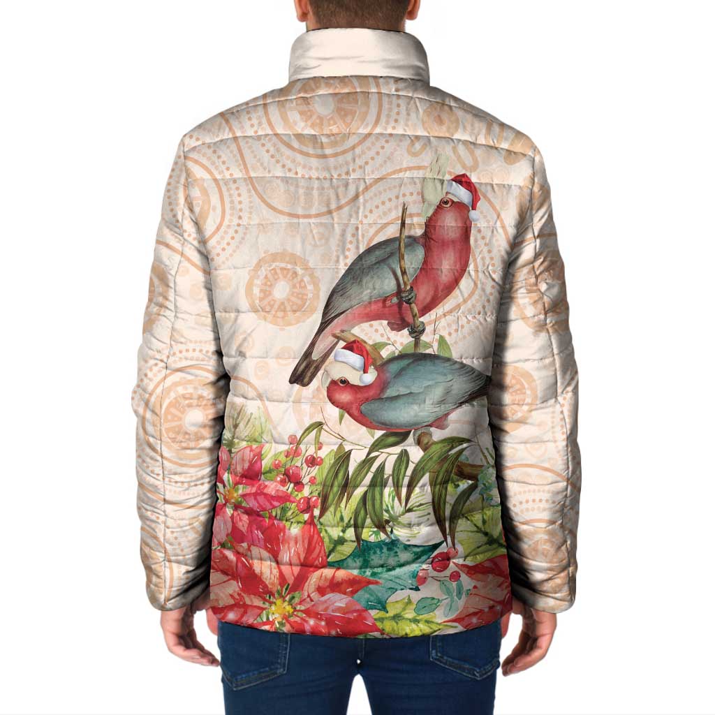 Merry Christmas Aussie Aboriginal Padded Jacket Rosebreasted Cockatoo Pastel - Aussie Hoodie