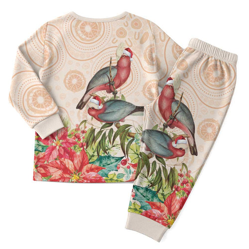 Merry Christmas Aussie Aboriginal Christmas Pajama Set Rosebreasted Cockatoo Pastel - Aussie Hoodie
