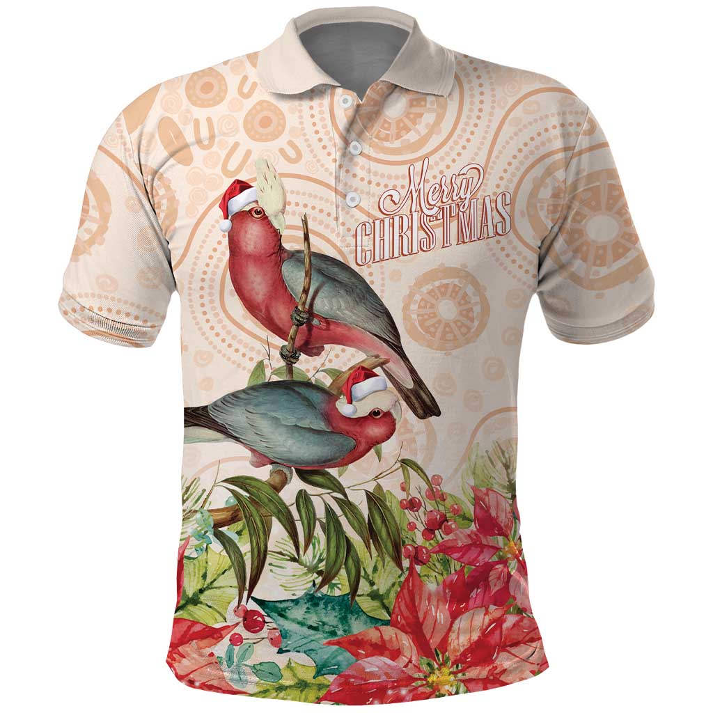 Merry Christmas Aussie Aboriginal Polo Shirt Rosebreasted Cockatoo Pastel - Aussie Hoodie
