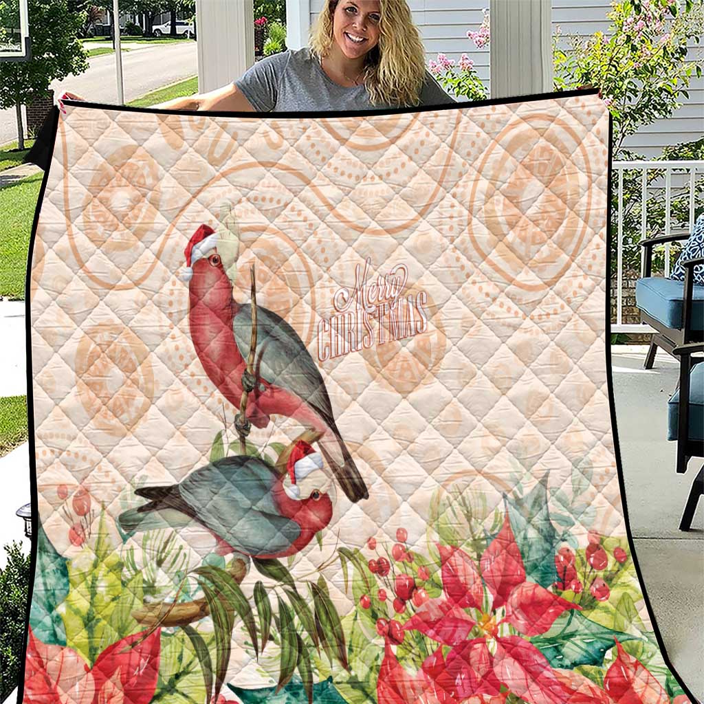 Merry Christmas Aussie Aboriginal Quilt Rosebreasted Cockatoo Pastel - Aussie Hoodie
