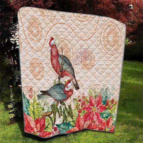 Merry Christmas Aussie Aboriginal Quilt Rosebreasted Cockatoo Pastel - Aussie Hoodie