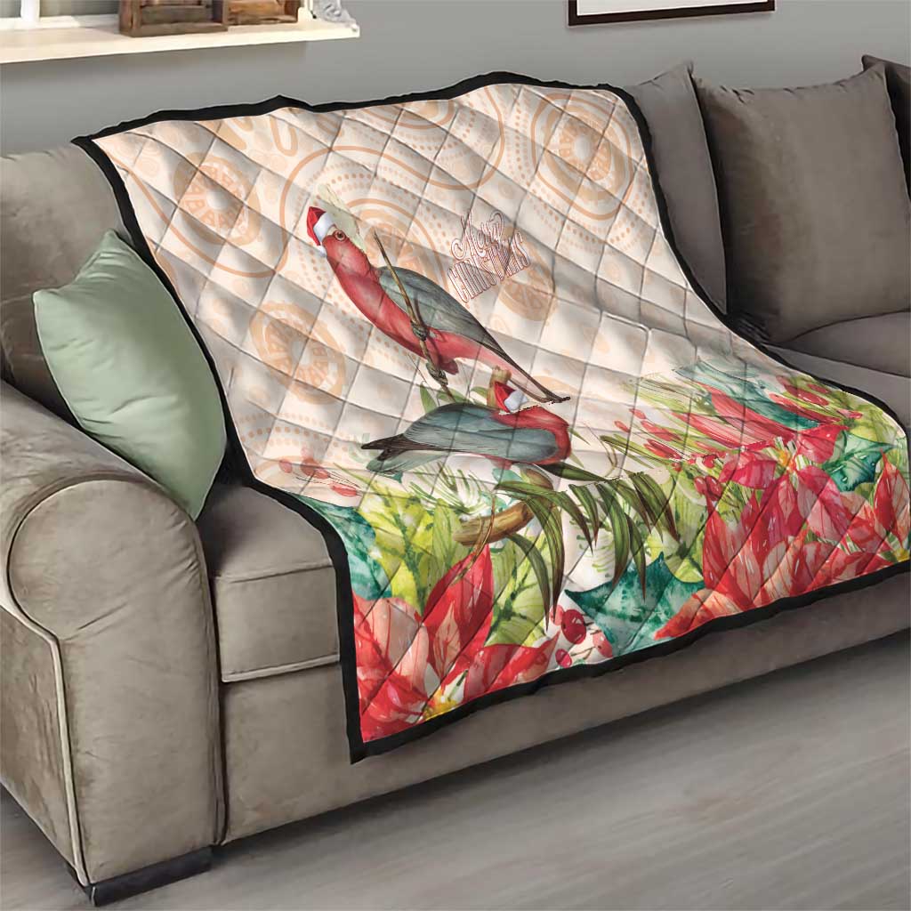 Merry Christmas Aussie Aboriginal Quilt Rosebreasted Cockatoo Pastel - Aussie Hoodie