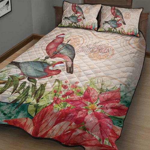 Merry Christmas Aussie Aboriginal Quilt Bed Set Rosebreasted Cockatoo Pastel - Aussie Hoodie
