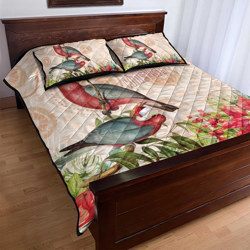 Merry Christmas Aussie Aboriginal Quilt Bed Set Rosebreasted Cockatoo Pastel - Aussie Hoodie
